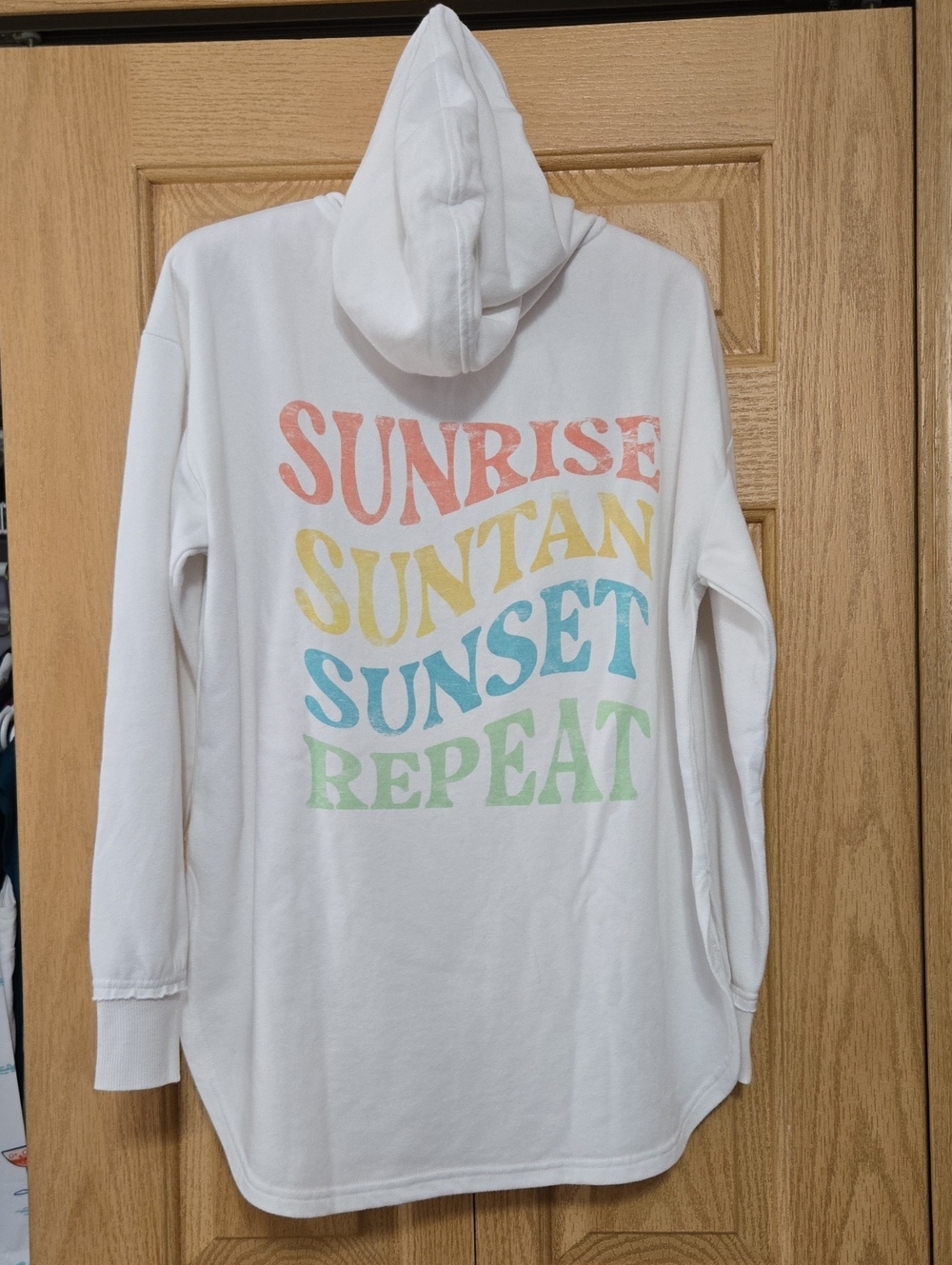 Maurices Off White Hoodie with Pastel Sunrise Graphic